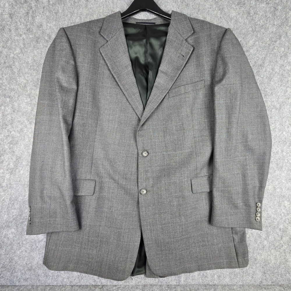 Burberry London Gray Plaid Wool Blazer Suit Jacket Sport Coat Mens 52 Long LNG